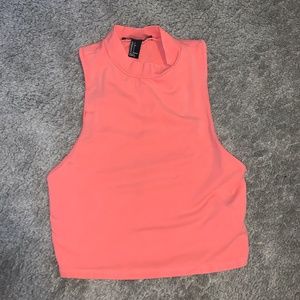 Pink High Neck Cropped Shirt